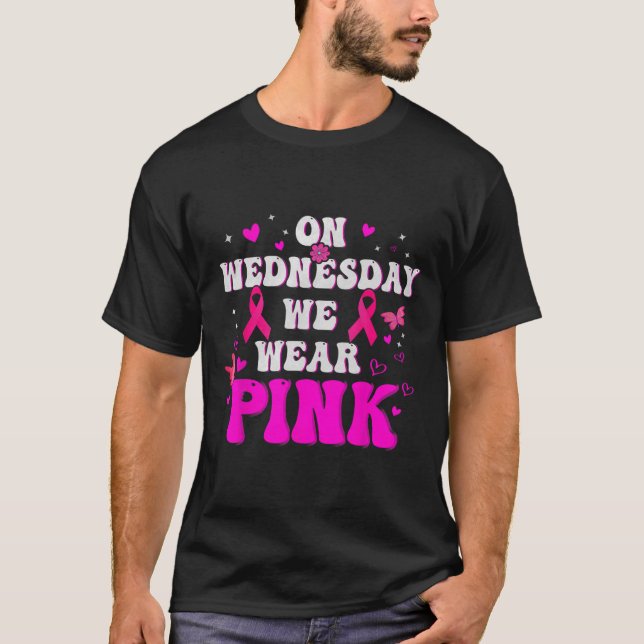 T-shirt Mercredi Nous Portons Le Ruban Rose Cancer Du Sein (Devant)