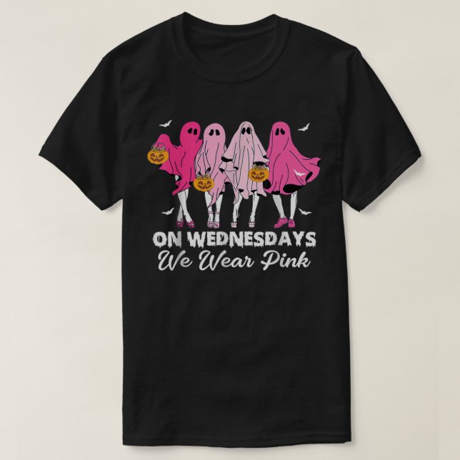 T-shirt Mercredi, Nous Portons Pink Cute Ghost Halloween B (Design devant)
