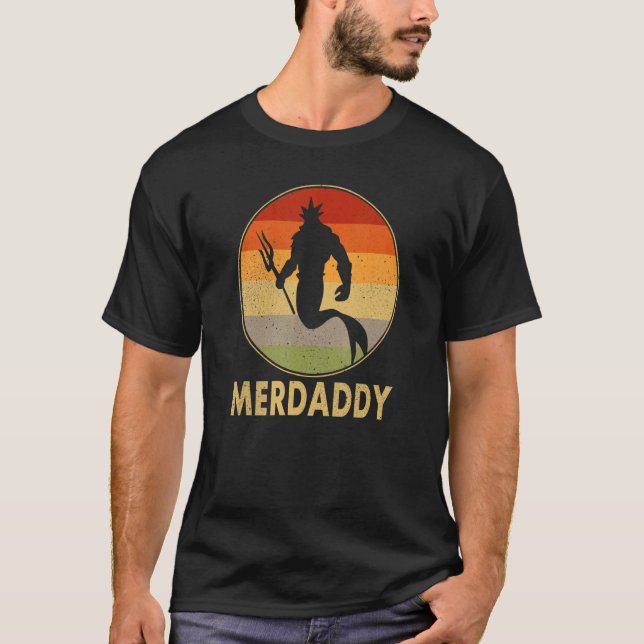 T-shirt Merdaddy Sécurité Merman Mermaid Daddy Fish Père (Devant)