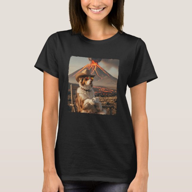 T-shirt Mère Aussie de chien berger australien Mème Volcan (Devant)