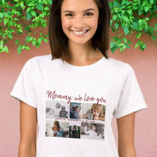T-shirt Mère avec enfants et famille Maman 6 Photo Collage