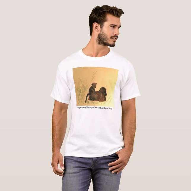 T-shirt Mère Baby Baboons - Singes de la faune Primates (Devant entier)