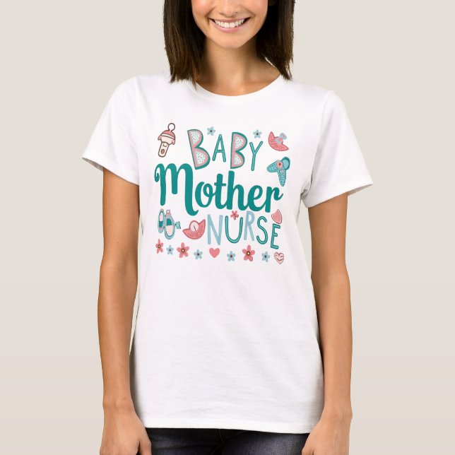 T-shirt Mère Bébé Infirmière Maman (Devant)