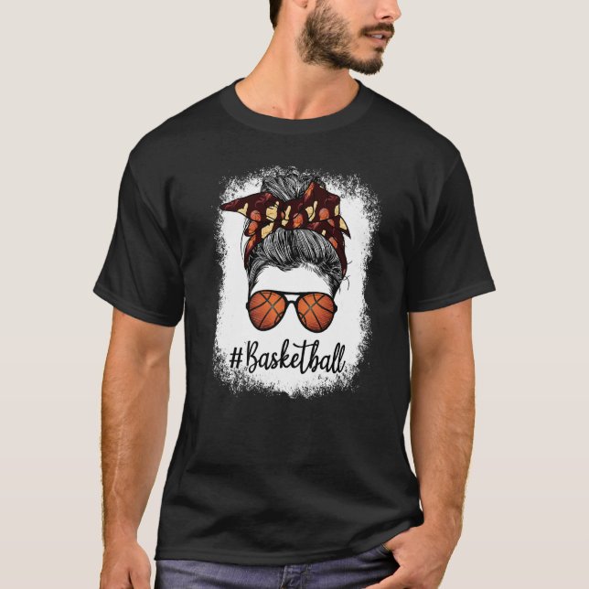 T-shirt Mère blanchie Vie Basketball Maman Leopard Messy B (Devant)