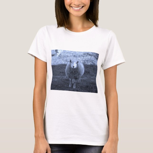 T-shirt Mère bleue et blanche mouton (Devant)
