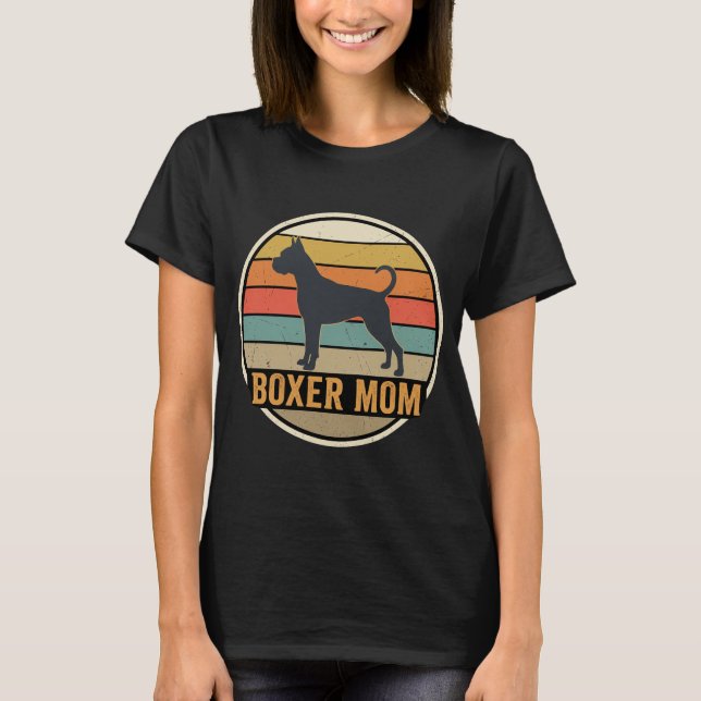 T-shirt Mère Boxer Rétro Coucher de Soleil Chien (Devant)