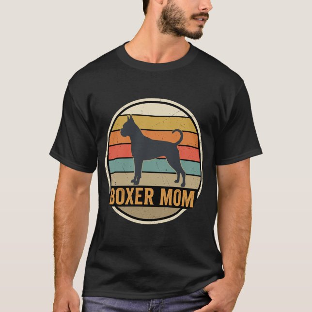 T-shirt Mère Boxer Rétro Coucher de Soleil Chien (Devant)