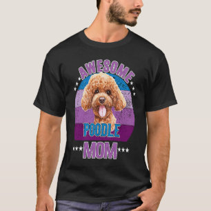 T-shirt Mère Caniche Incroyable Rétro Coucher de Soleil Mè