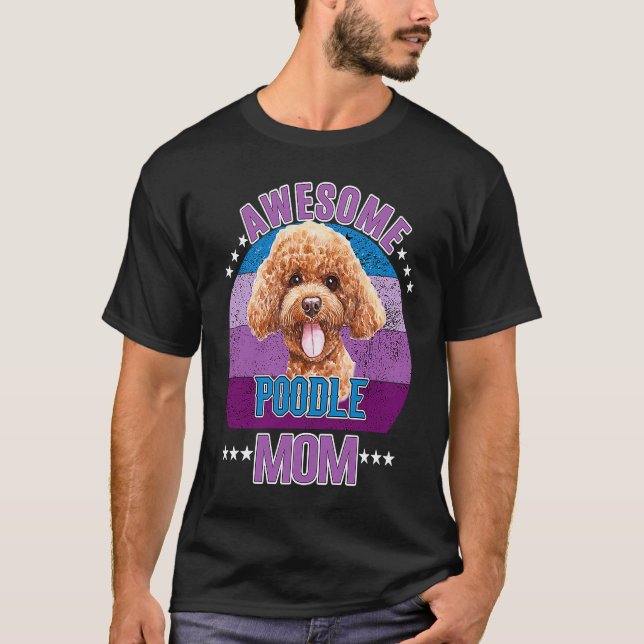 T-shirt Mère Caniche Incroyable Rétro Coucher de Soleil Mè (Devant)