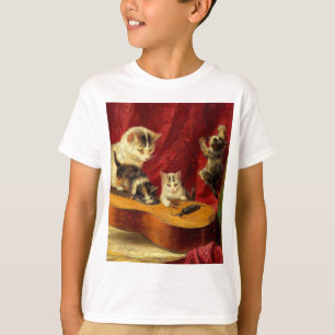 T-shirt Mère Chat et chatons Jouer avec la guitare