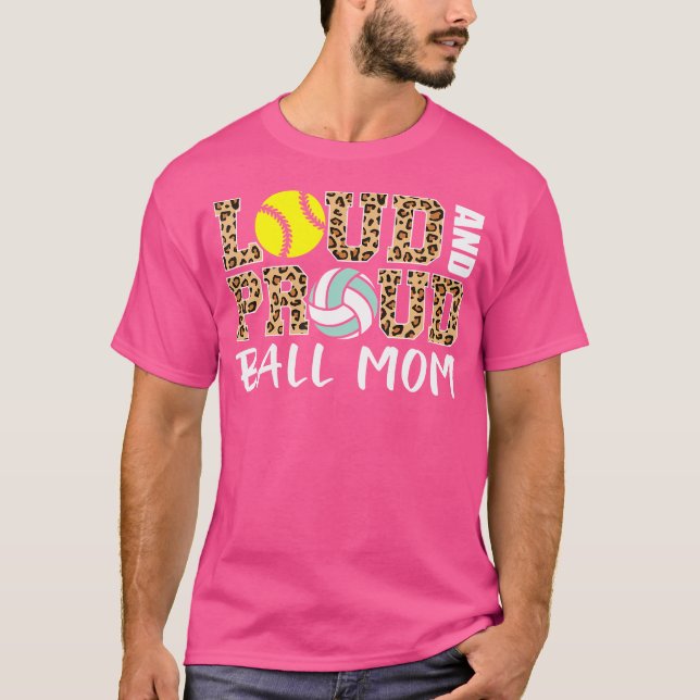T-shirt Mère de balle forte et fière maman Leopard Softbal (Devant)