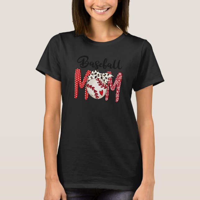 T-shirt Mère de baseball de softball Mère Leopard Mama (Devant)