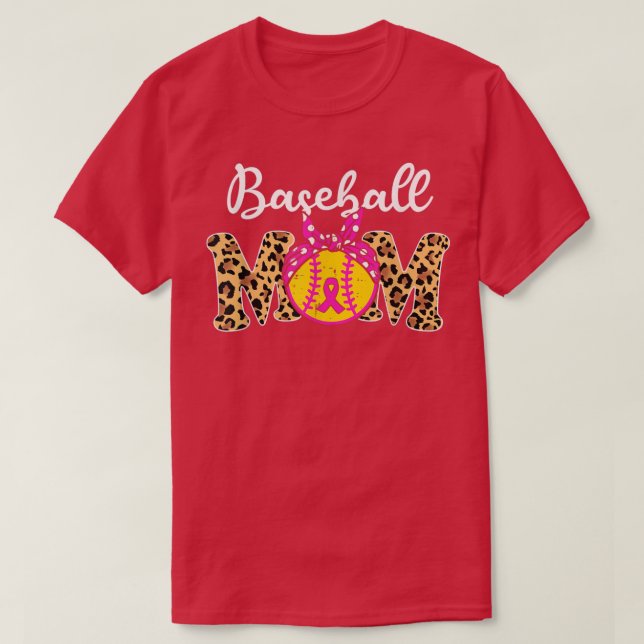 T-shirt Mère de baseball Leopard Jeu Jour Cancer du sein D (Design devant)