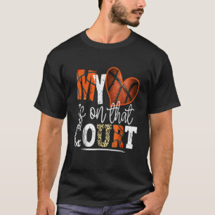 T-shirt Mère de basketball léopard Mon cœur est sur cette 