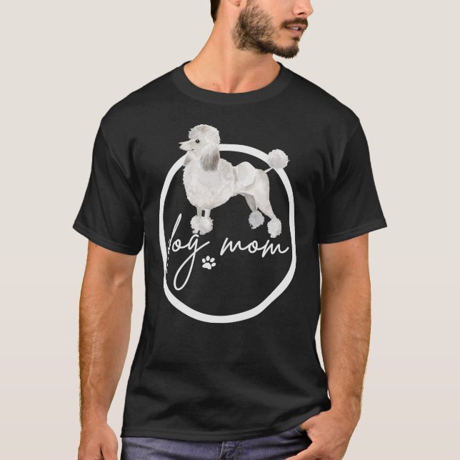 T-shirt Mère de caniche gris blanc (Devant)