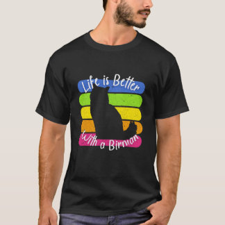 T-shirt Mère de chat Birman Rétro Coucher de soleil Vintag