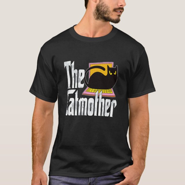 T-shirt Mère de chat Chatmère folle Mère de chat noir Kitt (Devant)