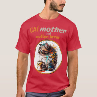 T-shirt Mère de chat et amoureux du café
