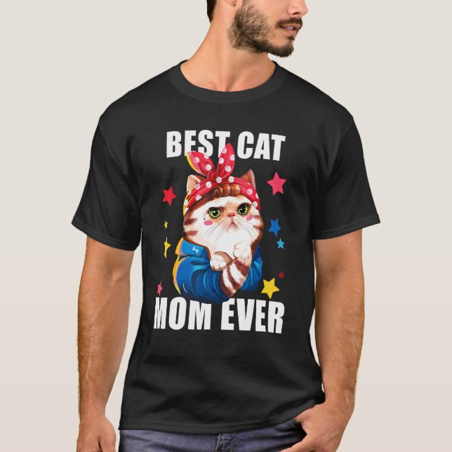 T-shirt Mère de chat la plus géniale Rétro Mère de chat po (Devant)