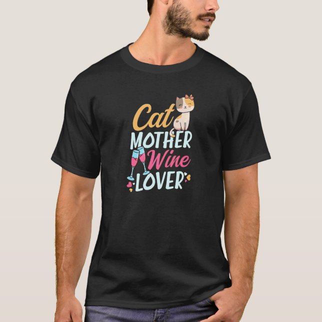 T-shirt Mère de chat Vin Maman chat 1 (Devant)