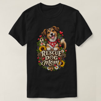 T-shirt Mère de chien de sauvetage Empreinte de patte flor