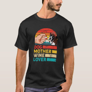 T-shirt Mère de chien rétro Amateur de vin Boxer Fête des 