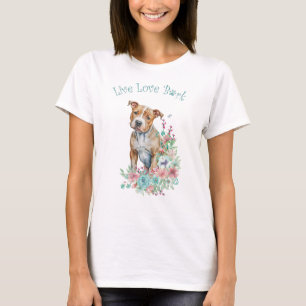 T-shirt Mère de chien Staffordshire Terrier Floral