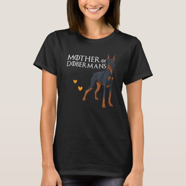T-shirt Mère De Dobermans Coeurs Aimer Chien Chien Chien C (Devant)