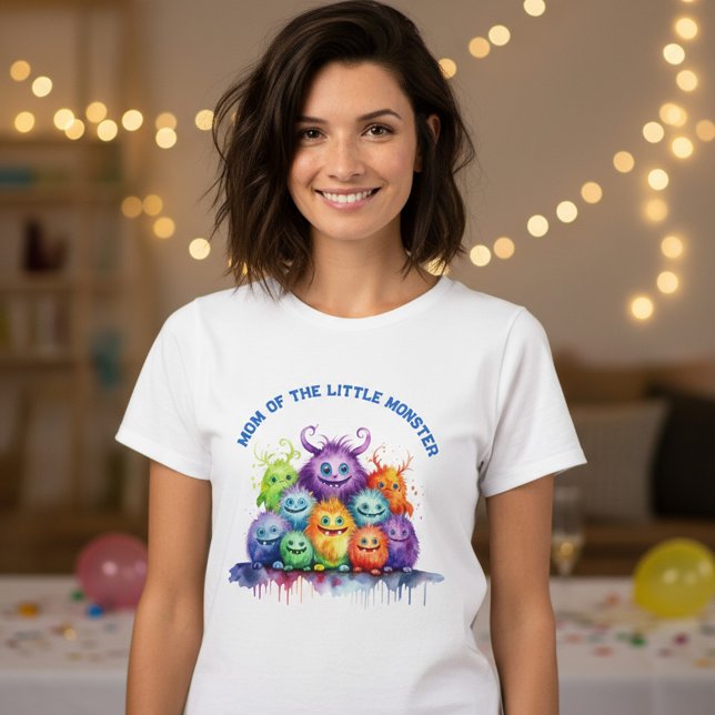 T-shirt Mère de fête d'anniversaire de monstres mignons po (Créateur téléchargé)
