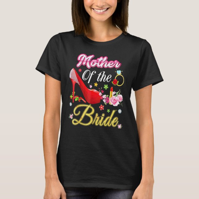 T-shirt Mère De La Mariée Joyeux Mariage Flower Rose Chaus (Devant)
