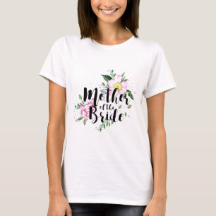 T-shirt Mère de la mariée mariage aquarelle florale rose