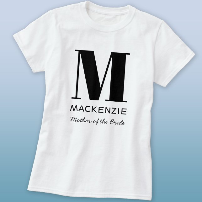 T-shirt Mère de la mariée Monogramme Nom (Mother of the Bride personalized monogram initial name t-shirt for bachelorette or bridal shower)