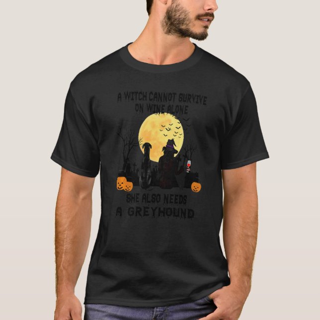 T-shirt Mère de l'alcool de sorcière et de lévrier Hallowe (Devant)