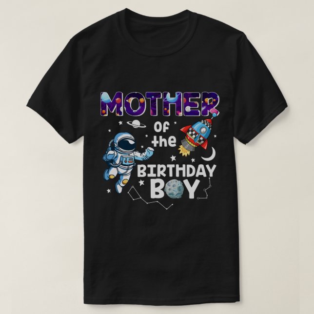 T-shirt Mère De L'Anniversaire Astronaut Thème Espace Garç (Design devant)