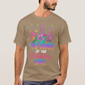 T-shirt Mère De L'Anniversaire Fille Unicorn Fête Annivers