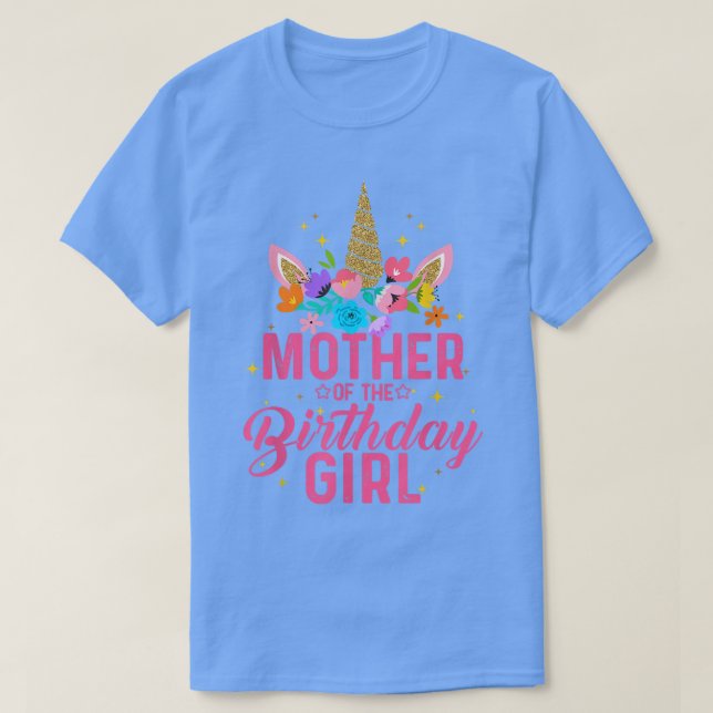 T-shirt Mère De L'Anniversaire Fille Unicorn Fête Fille  (Design devant)