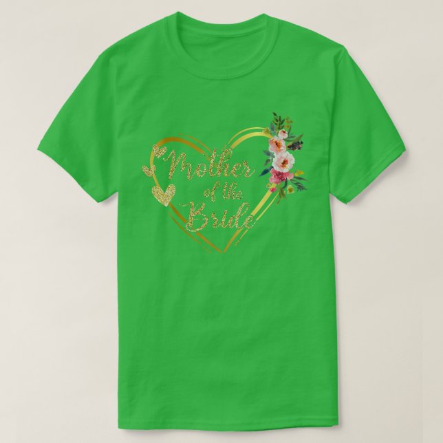 T-shirt Mère De L'Épouse Fleur Or Gliter (Design devant)