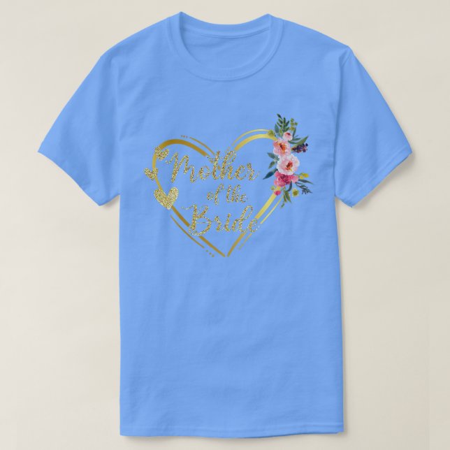 T-shirt Mère De L'Épouse Fleur Or Gliter Floral (Design devant)