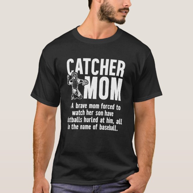 T-shirt Mère de receveur de baseball d'une mère de receveu (Devant)