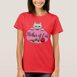 T-shirt Mère des chats avec Amoureux des chats Rose rouge