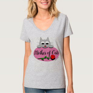 T-shirt Mère des chats avec Rose rouge Amoureux des chats