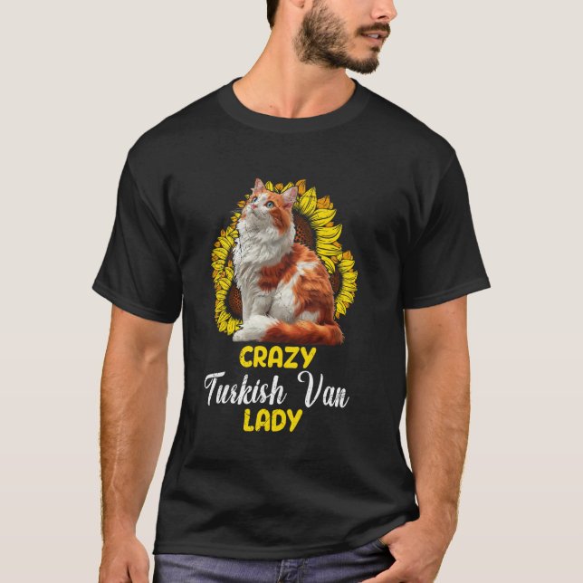 T-shirt Mère du chat Van Turc FOLLE DAME VAN TURQUE (Devant)