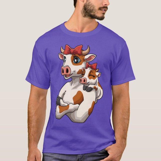 T-shirt Mère Enfant Vache Calf Petit Veau pour maman et am (Devant)