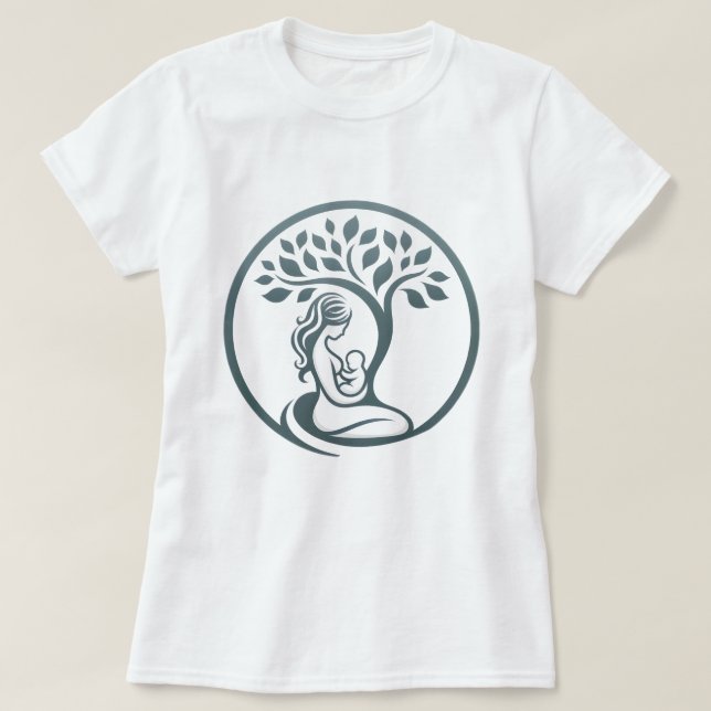 T-shirt Mère et bébé Arbre simple Silhouette Naissance, Ca (Design devant)