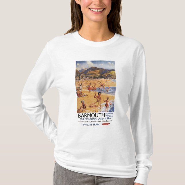 T-shirt Mère et enfants British Rail de scène de plage (Devant)