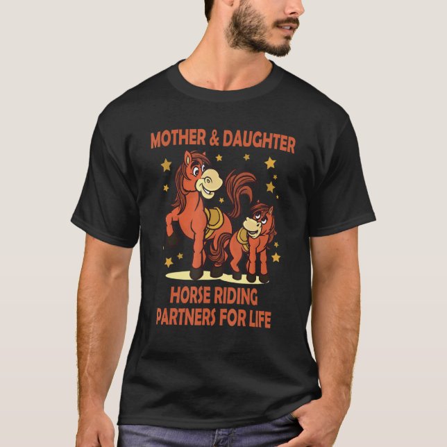 T-shirt Mère Et Fille Équitation Partenaires Horsebac (Devant)