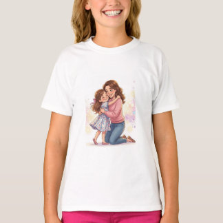 T-shirt Mère et fille s'enlacent