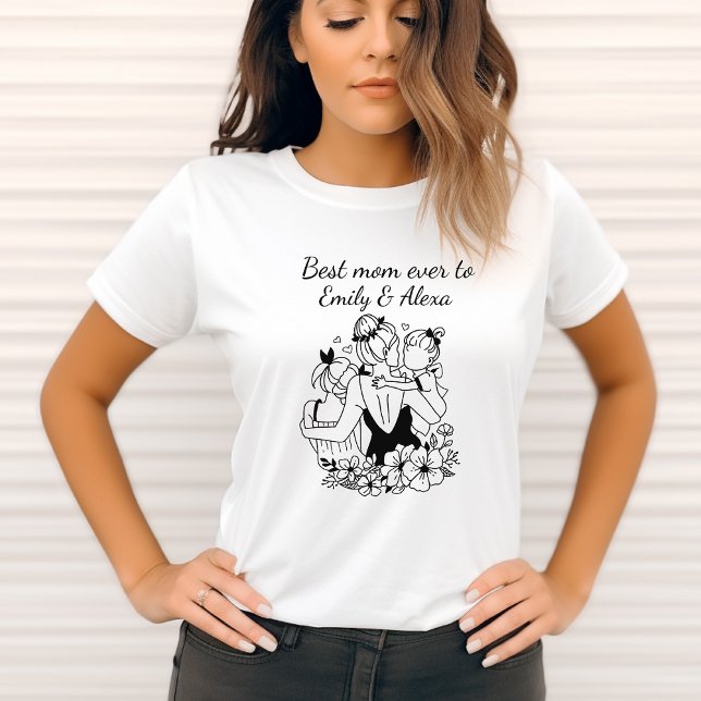 T-shirt Mère Et Filles Line Art (Créateur téléchargé)