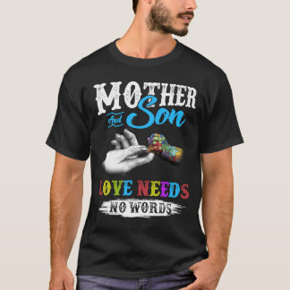 T-shirt Mère Et Fils Amour N'A Pas Besoin De Mots Autisme