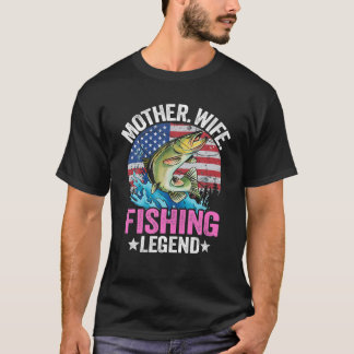 T-shirt Mère Femme Pêche Légende Pêcheuse Américaine Fl